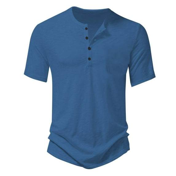 Men's Casual Solid Button T-Shirt for Everyday Use Outdoor Activities Slim Fit Short Sleeve Fashionable Top