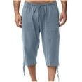 thumbnail image 1 of Men's Casual Solid Capri Pants Comfy Breathable Pull-on Capris Simple Classic Elastic Waist Lounge Pants for Summer Fall, 1 of 6