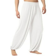 OCUHOME Men's Casual Solid Color Baggy Trousers Belly Dance Yoga Harem Pants Slacks