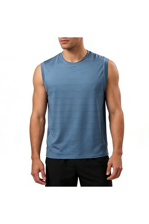 Men's Casual Solid-Color Breathable Polyester T-Shirt for Sports and Everyday Wear
