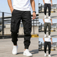 thumbnail image 1 of Men's Casual Solid Color Cargo Joggers Elastic Waist Sweatpants Drawstring Tapered Pants with Pockets, 1 of 5