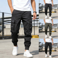 thumbnail image 1 of Men's Casual Solid Color Cargo Joggers Elastic Waist Sweatpants Drawstring Tapered Pants with Pockets, 1 of 5