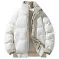 thumbnail image 1 of Men's Casual Solid Color/Checked Patchwork Standing Lapel Jacket Thick Warm Quilted Outdoor Parka, 1 of 7