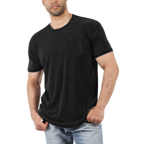 Men's Casual Solid Color Crew Neck Short Sleeve T-shirt with Pocket