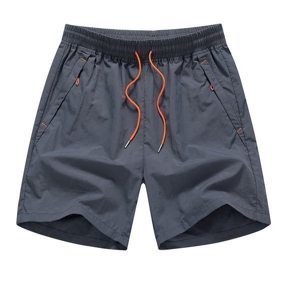 Men's Casual Solid Color Elastic Waist Shorts for Summer, Comfortable Polyester Beach and Outdoor Pants