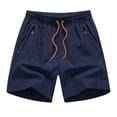 thumbnail image 1 of Men's Casual Solid Color Elastic Waist Shorts for Summer, Comfortable Polyester Beach and Outdoor Pants, 1 of 2