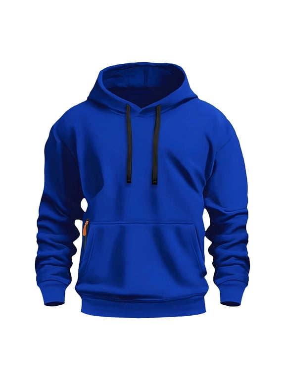 Men's Casual Solid Color Hooded Long Sleeve Loose Fit Tactical Sweatshirt Workout Athletic Pullover with Kanga Pocket