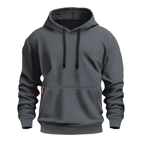 Men's Casual Solid Color Hooded Long Sleeve Loose Fit Tactical Sweatshirt Workout Athletic Pullover with Kanga Pocket