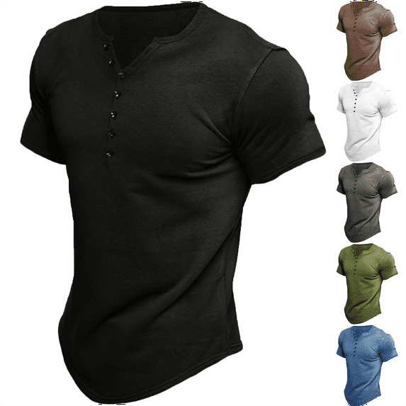 Men's Casual Solid Color Hort Sleeved Crewneck Top Workout T Shirts Short Sleeve Gym Bodybuilding Muscle Shirt Base Layer Fitness Tee Tops
