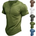 thumbnail image 1 of Men's Casual Solid Color Hort Sleeved Crewneck Top Workout T Shirts Short Sleeve Gym Bodybuilding Muscle Shirt Base Layer Fitness Tee Tops, 1 of 3