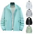 thumbnail image 1 of Men's Casual Solid Color Lapel Long Sleeved Light Zipper Pocket, 1 of 7