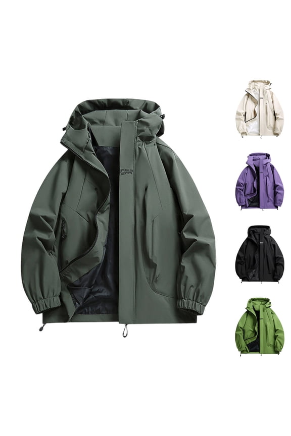 Men's Casual Solid Color Long Sleeve Hooded Full Zip Pocket Stormtrooper Jacket Tops Coats Polyester Outdoor Streetwear Work Fitness Travel Fashion Essential | JASKFLY,Khaki S