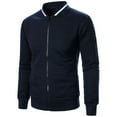 thumbnail image 1 of Men's Casual Solid Color Long Sleeve Zip-Up Jacket with Pockets, 1 of 5