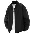 thumbnail image 1 of Men's Casual Solid Color Loose Thin Jacket, Windproof Zipper Baseball Collar Jacket, Lightweight and Comfortable for Spring and Fall,Black,2XL, 1 of 3