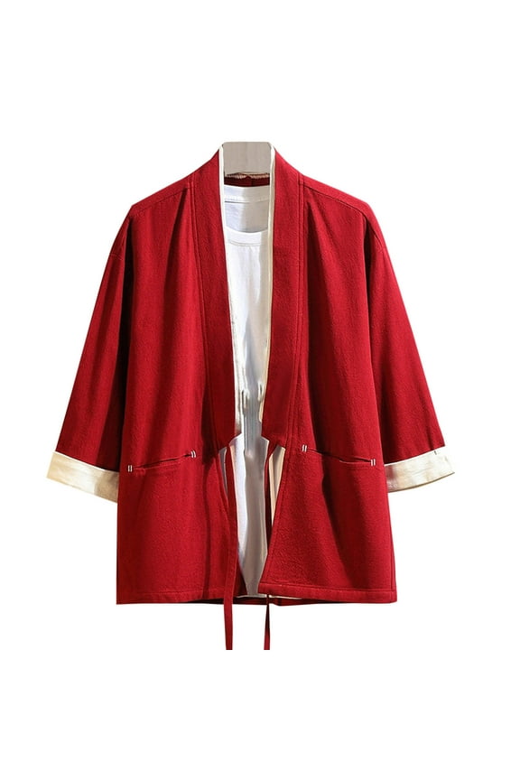 Men's Casual Solid Color Pockets Cardigan Blouse