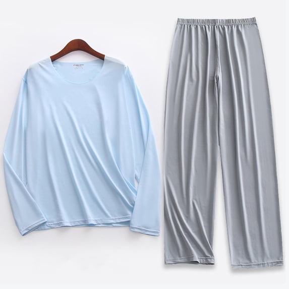 Men's Casual Solid Color Round Neck Long Sleeve Athletic Track Suit Set