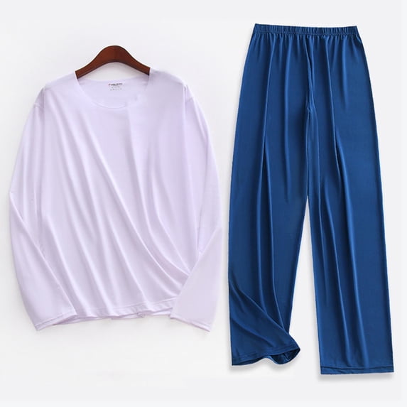 Men's Casual Solid Color Round Neck Long Sleeve Athletic Track Suit Set
