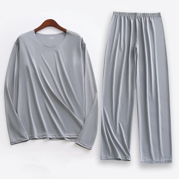 Men's Casual Solid Color Round Neck Long Sleeve Athletic Track Suit Set