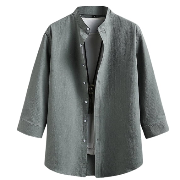 Men's Casual Solid Color Shirts Polyester Easy Care Outdoor Relaxed Fit