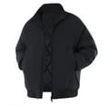 thumbnail image 1 of Men's Casual Solid Color Stand-up Collar Water-resistant Windproof Cotton-padded Jacket - Retro Warm Cotton Coat, Black, Size M, 1 of 4