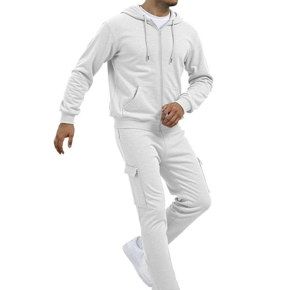 Men's Casual Solid Color Suit Set Comfortable Relaxed Fit Daily Wear For Spring Autumn Winter Outdoor Activities