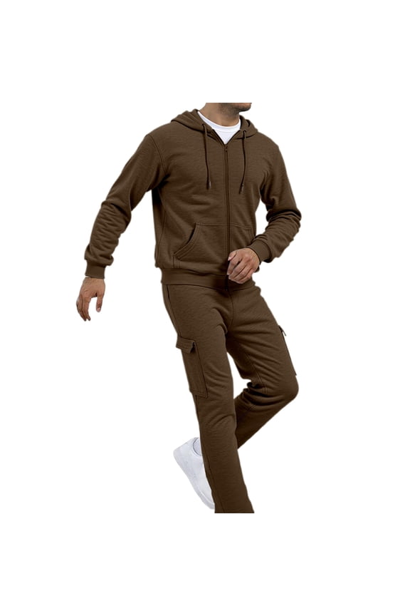 Men's Casual Solid Color Suit Set Comfortable Relaxed Fit Daily Wear For Spring Autumn Winter Outdoor Activities