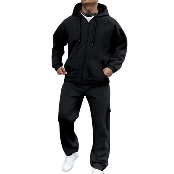 Men's Casual Solid Color Suit Set Comfortable Relaxed Fit Daily Wear For Spring Autumn Winter Outdoor Activities