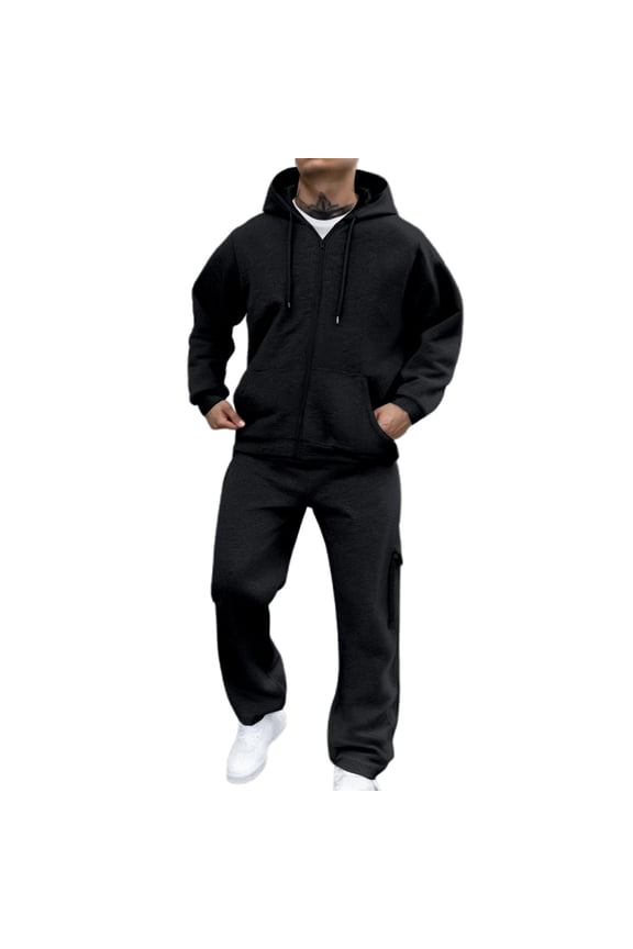 Men's Casual Solid Color Suit Set Comfortable Relaxed Fit For Daily Wear Spring Autumn Winter Outdoor Activities,Sizes XL