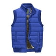 thumbnail image 1 of Men's Casual Solid Color Vest - Stand-up Collar Zip-up Fleece-lined Warm Sleeveless Jacket, Blue, Size XXXL, 1 of 4