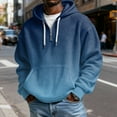 thumbnail image 1 of Men's Casual Solid Color Waffle Zipper Long Sleeve Hooded Sweatshirt Navy M, 1 of 4