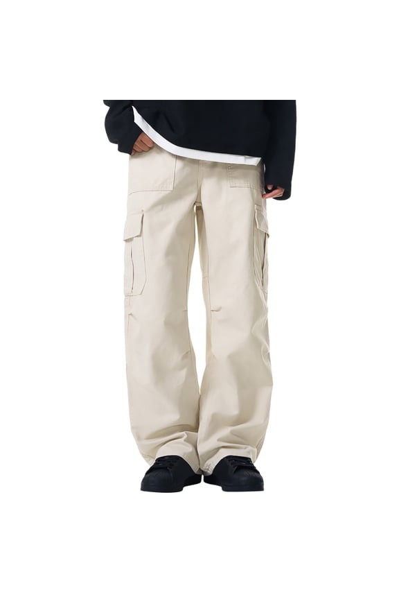 Men's Casual Solid Color Wide Leg Trousers - Lightweight Straight Fit for Summer Daily Wear