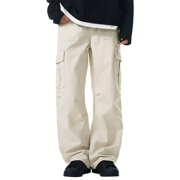 Men's Casual Solid Color Wide Leg Trousers Straight Fit Summer Comfortable Daily Wear Breathable Lightweight Loose Pants Men's Pants Elastic Waist Loose Fit Athletic