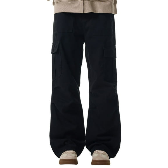 Men's Casual Solid Color Wide Leg Trousers Straight Fit Summer Comfortable Daily Wear Breathable Lightweight Loose Pants Men's Pants Elastic Waist Loose Fit Athletic