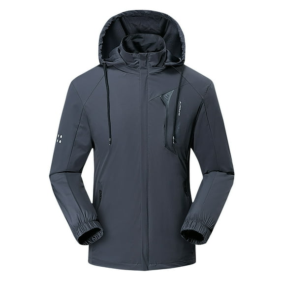 Men's Casual Solid Color Winter With Detachable Hooded Mountain Zipper Jacket Overcoat Windproof Snow Coat Warm Winter Windbreaker