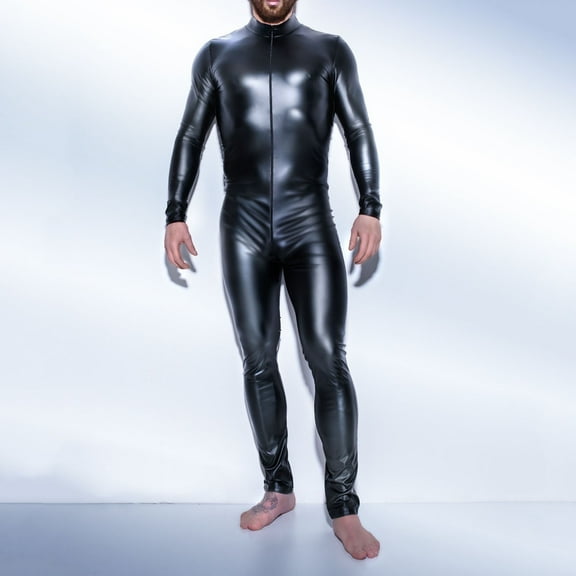 Men's Casual Solid Color Zipper Fashion Long Sleeve Trousers Jumpsuits