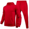 thumbnail image 1 of Men’s Casual Solid Colour Tracksuit Jogging Sweat Suits 2 Piece Casual Outfit Athletic Suit Set, Purple, 1 of 2