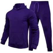 Men’s Casual Solid Colour Tracksuit Jogging Sweat Suits 2 Piece Casual Outfit Athletic Suit Set, Purple