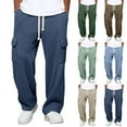 thumbnail image 1 of Men's Casual Solid Elastic Waist Pants with Pockets, Joggers Trousers, Straight Leg Drawstring, Lightweight Breathable Stretchy, Daily Gym Workout, Activewear | AKLJWH,Brown 2XL, 1 of 8