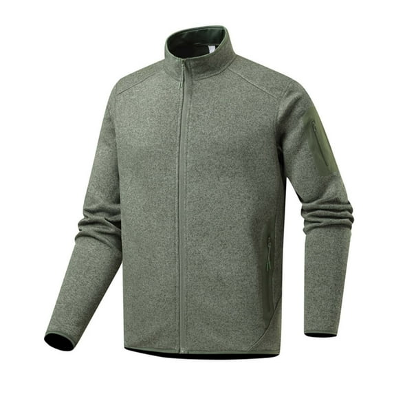 Men's Casual Solid Jackets Full Zip Lightweight Jacket Shirt Casual Soft Warm Exercise Coats with Pockets Army Green L