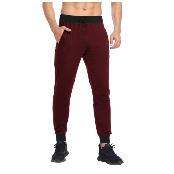 Men's Casual Solid Jogging Elastic Mid Waisted Sports Pants With Pockets Men Clothing S-2XL