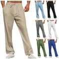 thumbnail image 1 of Men's Casual Solid Linen Loose Fit Pants, Joggers, Trousers, Elastic Waist Drawstring, Breathable Lightweight Stretchy, Beach Vacation, Summer Essentials | JASKFLY,Dark Gray XL, 1 of 9