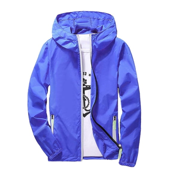 Men's Casual Sport Coat with Reflective Zipper Outdoor Hooded Jacket in Pure Color Plus Size Comfort