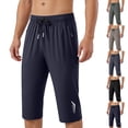 thumbnail image 1 of Men's Casual Sports Capris Pants Joggers, Elastic Waist Drawstring Zippered Pocket Straight Leg, Quick Dry Breathable Lightweight, for Running Gym Workout Hiking | AKLJWH,Army Green L, 1 of 8