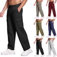 thumbnail image 1 of Men's Casual Sports Loose Leggings, Long Panel Fitness Running Training Pants for Gym, Yoga and Workout Sessions,Black,M, 1 of 7