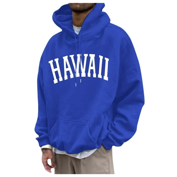 Men's Casual Sports Plus Size Letter Print Hooded Long Sleeved Hooded Top