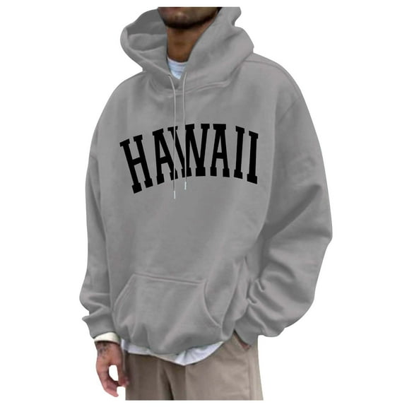 Men's Casual Sports Plus Size Letter Print Hooded Long Sleeved Hooded Top