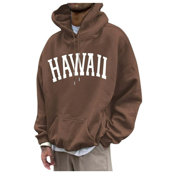 Men's Casual Sports Plus Size Letter Print Hooded Long Sleeved Hooded Top