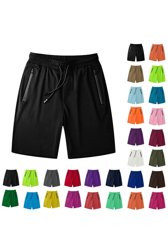 Men's Casual Sports Quick Dry Workout Running or Gym Training Short with Zipper PocketsUp to 65% off!