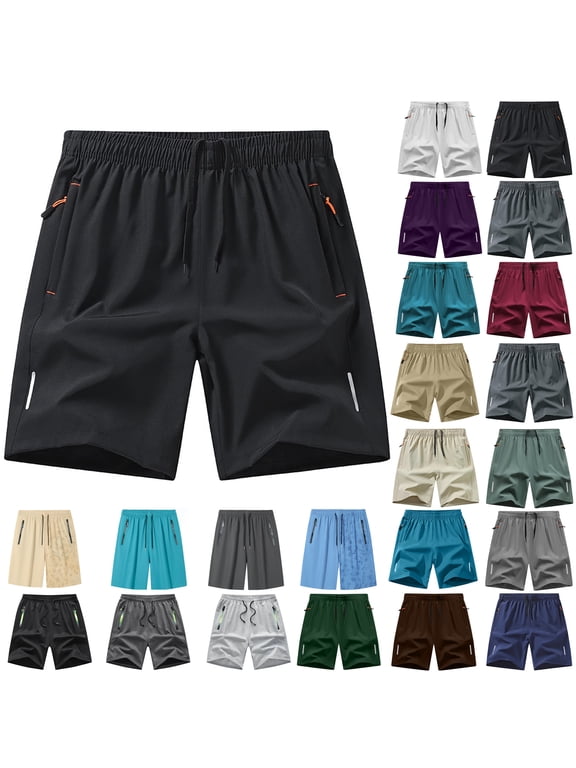 Men's Casual Sports Quick Dry Workout Running or Gym Training Short with Zipper PocketsUp to 65% off!