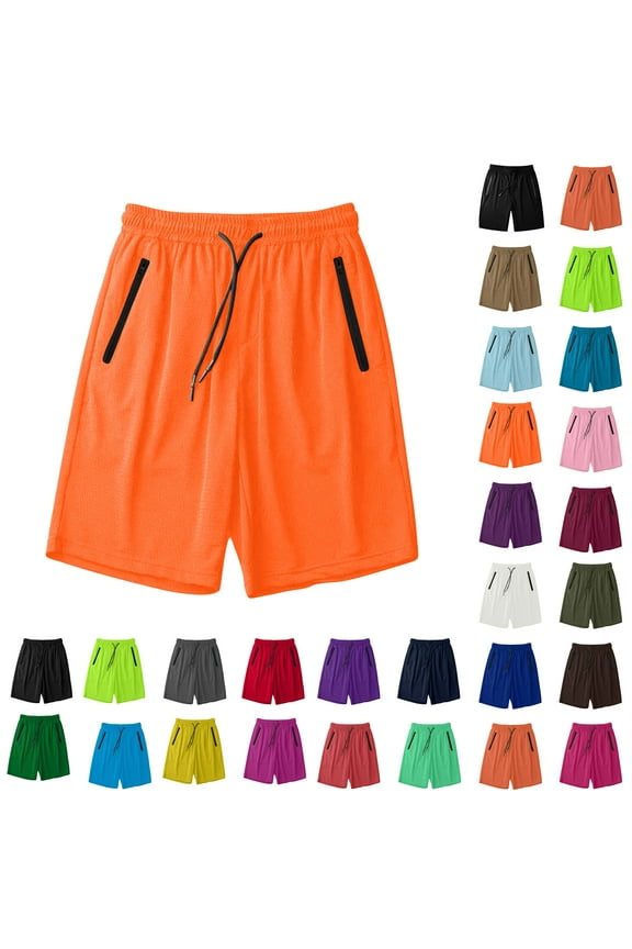 Men's Casual Sports Quick Dry Workout Running or Gym Training Short with Zipper PocketsUp to 65% off!